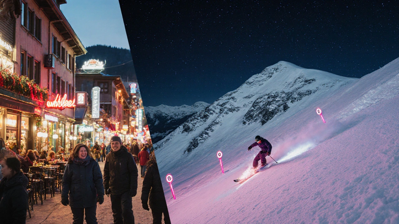 Дуализм: оживлённый Уистлер слева и тихий Блэккомб справа под звёздами.