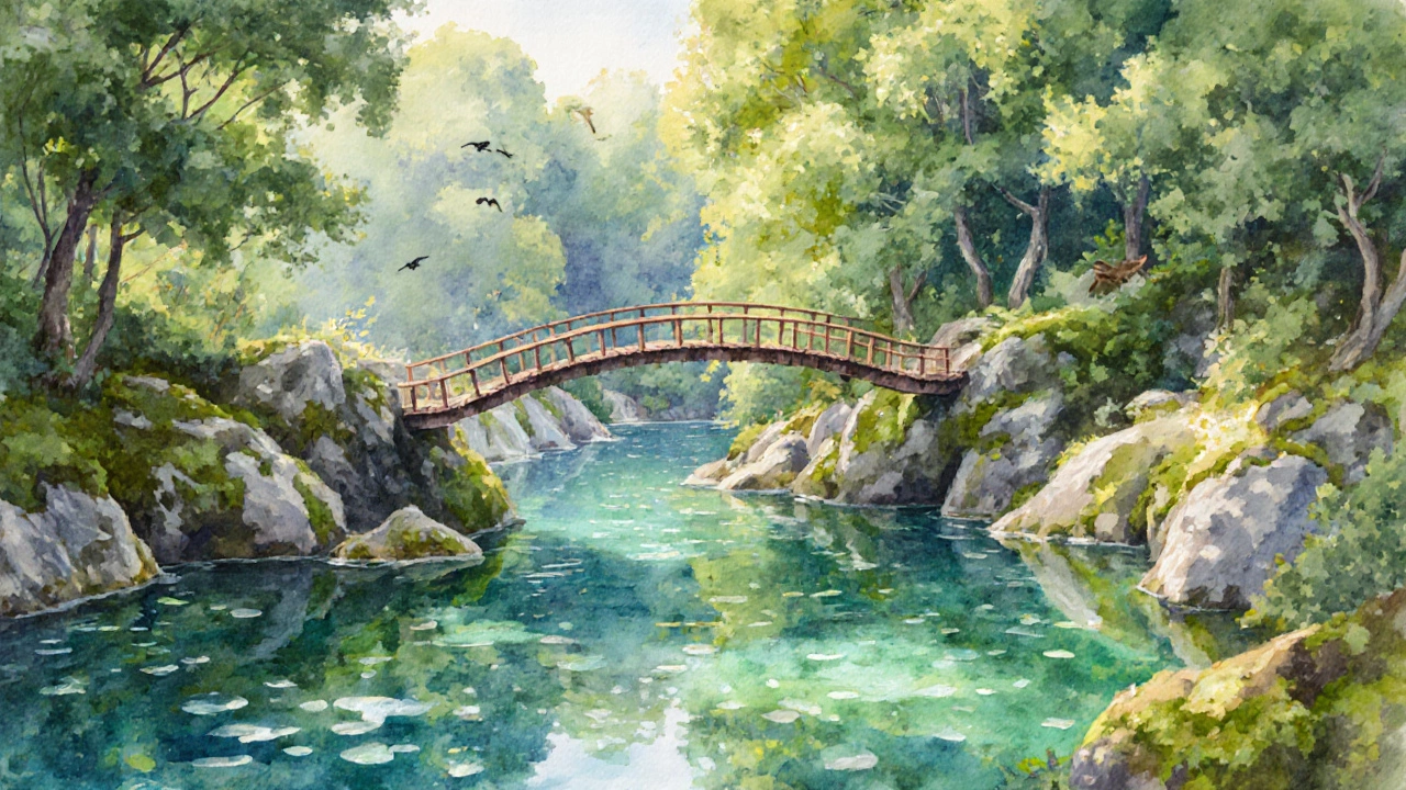 Прозрачные изумрудные озёра Плитвицких озёр с деревянными мостиками и лесом вокруг.