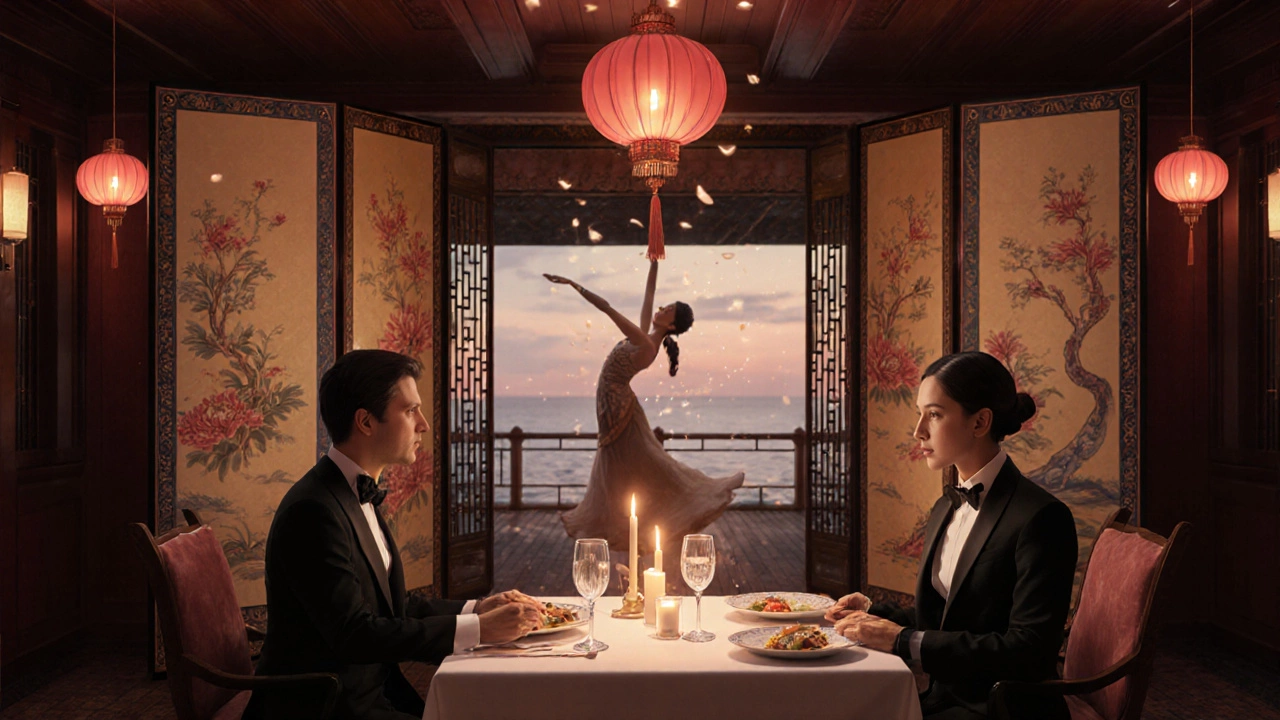 Частный ужин в закрытом китайском дворце с танцем и шампанским, без посторонних, в атмосфере уединённой роскоши.