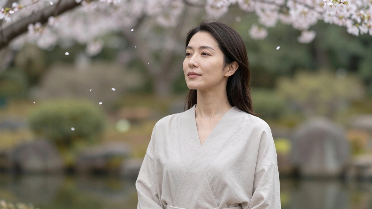 Портрет женщины в парке Токио: естественность и минимализм.