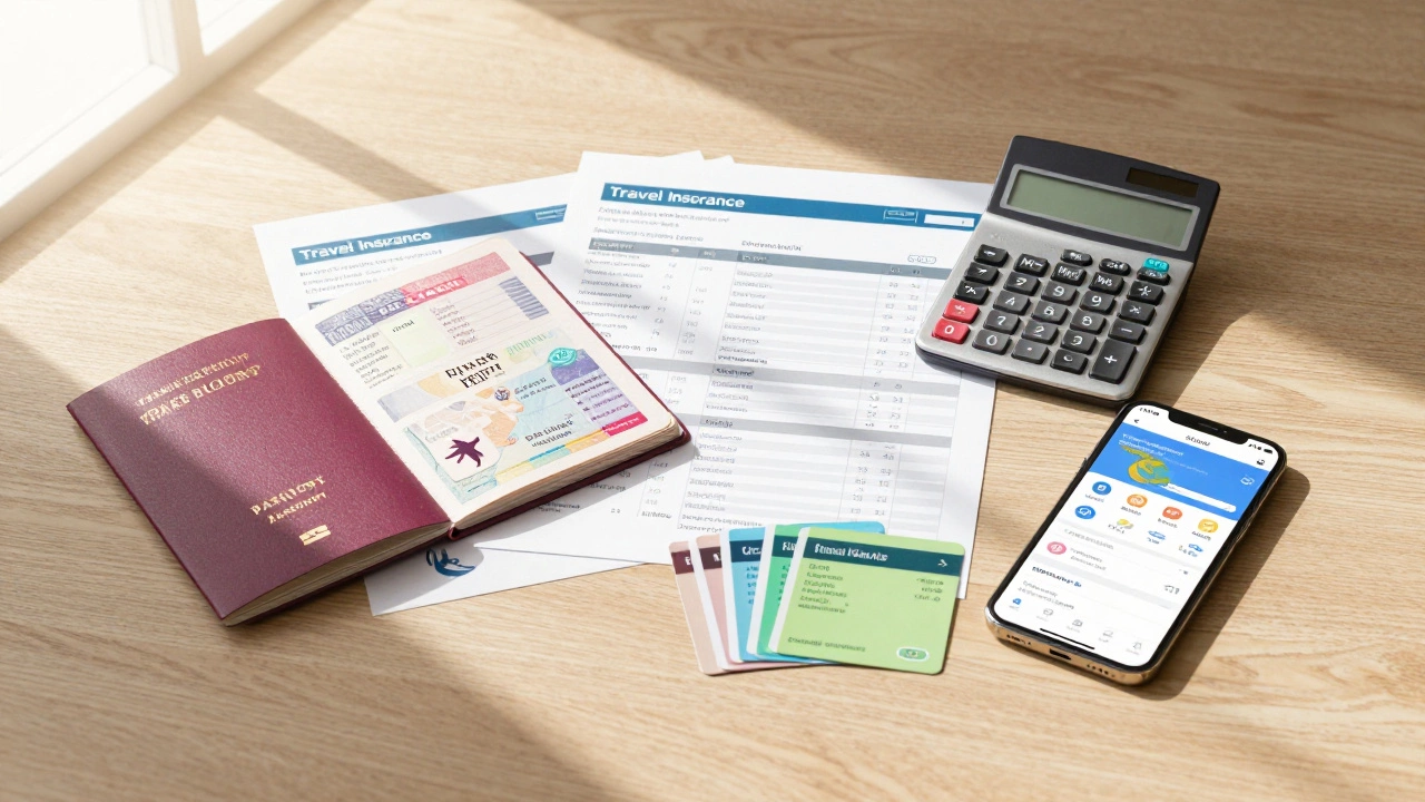 Рабочий стол с паспортом и расчетами для планирования отпуска